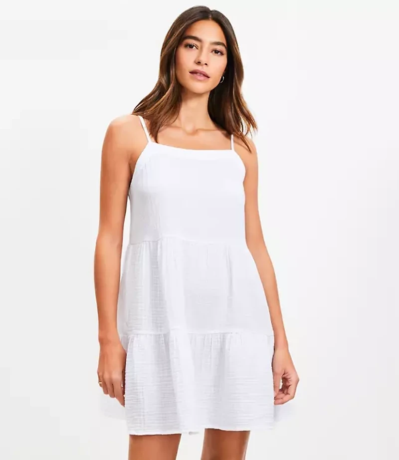 LOFT Beach Triple Cloth Tiered Mini Dress