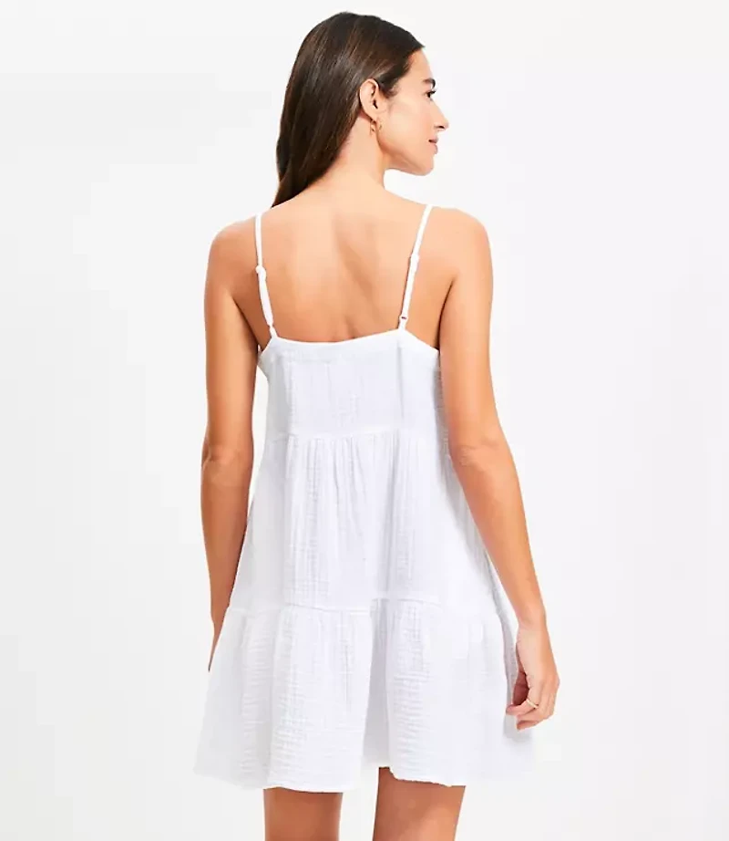 LOFT Beach Triple Cloth Tiered Mini Dress