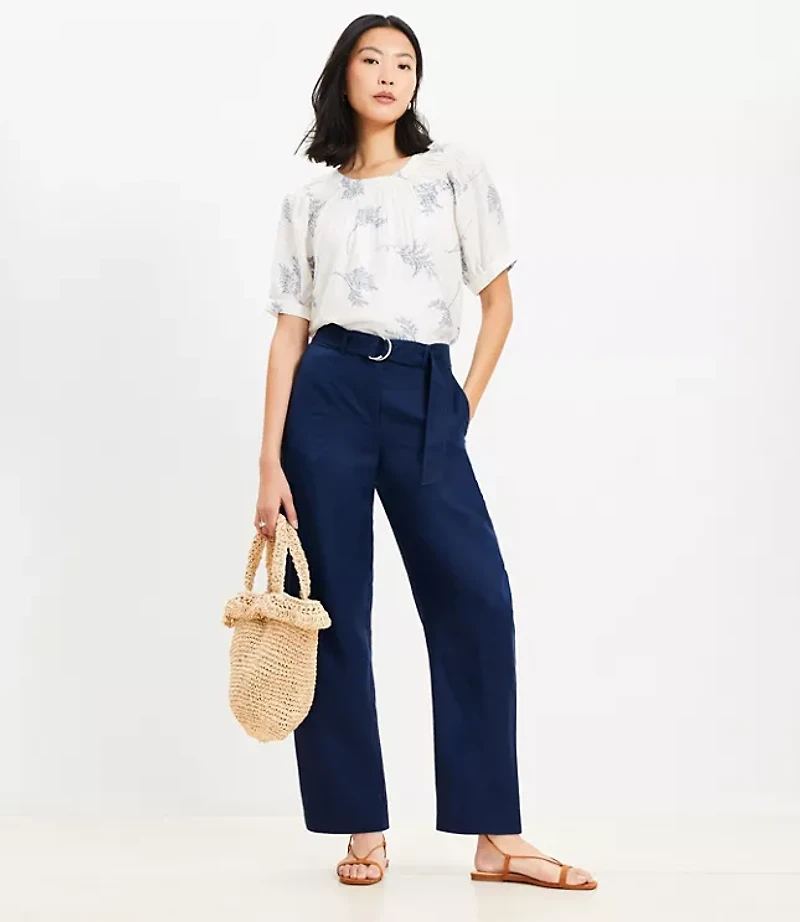 Petite Belted Barrel Pants
