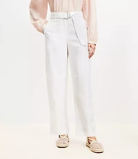 Petite Belted Barrel Pants