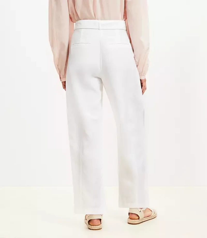 Petite Belted Barrel Pants