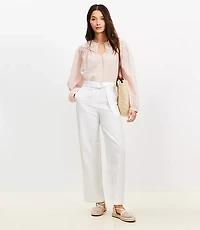 Petite Belted Barrel Pants