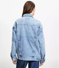 Oversized Denim Trucker Jacket Light Wash Indigo