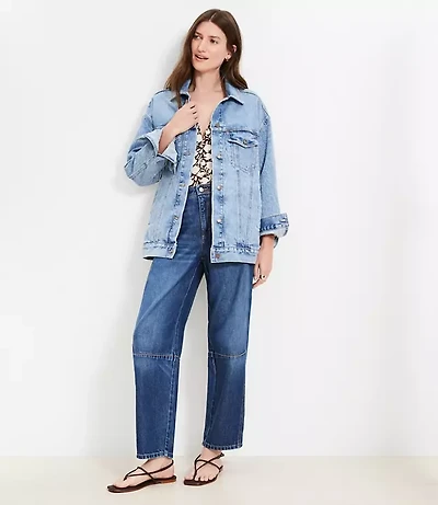 Oversized Denim Trucker Jacket Light Wash Indigo