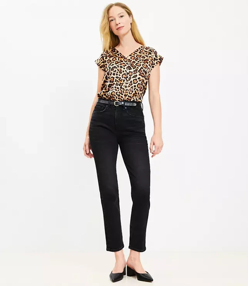 High Rise Slim Jeans Washed Black
