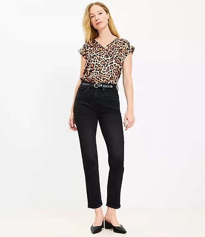 High Rise Slim Jeans Washed Black