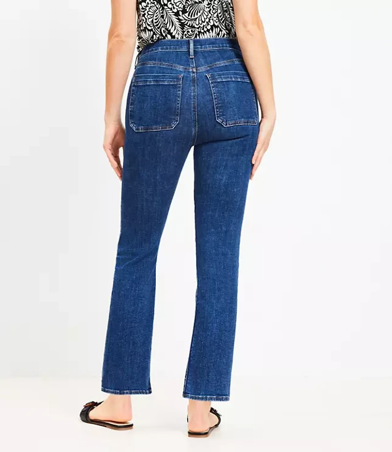 Curvy High Rise Kick Crop Utility Jeans in Dark Rinse Wash