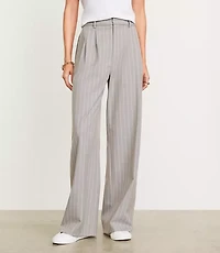LOFT Versa Seasonless Stretch Double Pleat Wide Leg Pant Stripe