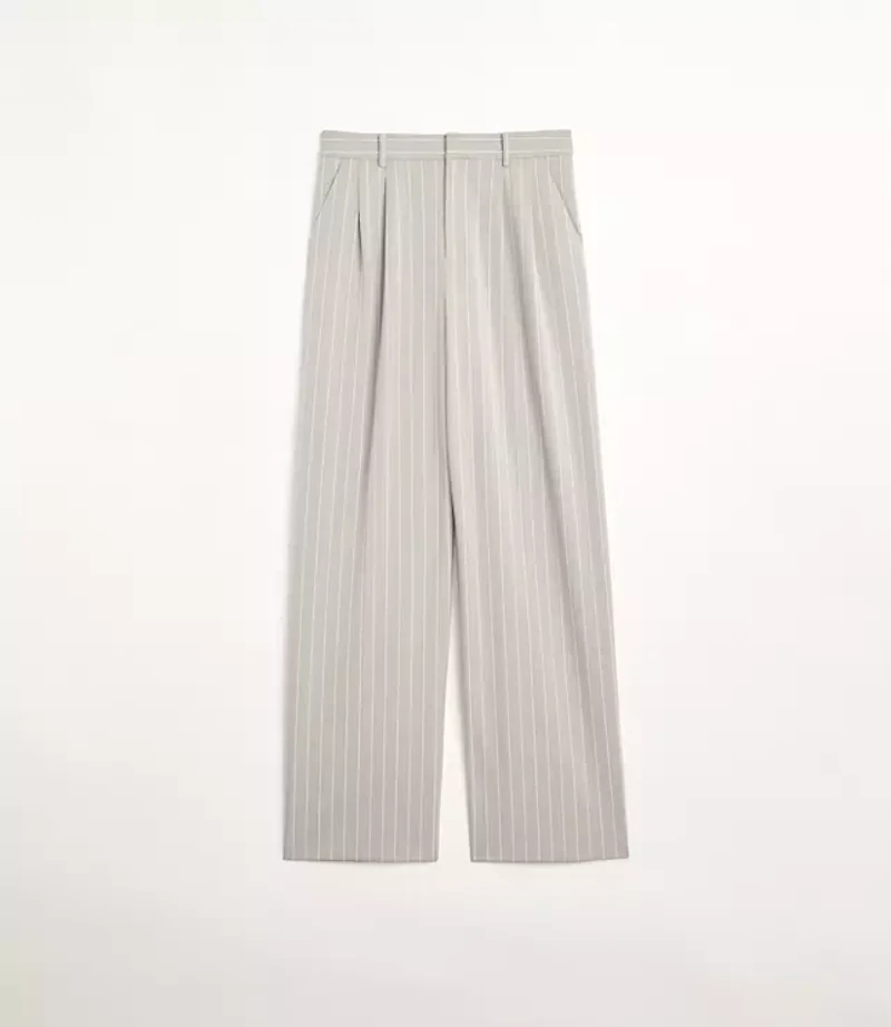 LOFT Versa Seasonless Stretch Double Pleat Wide Leg Pant Stripe