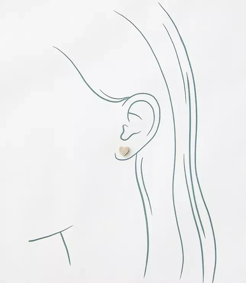 Demi Fine Pave Heart Stud Earrings