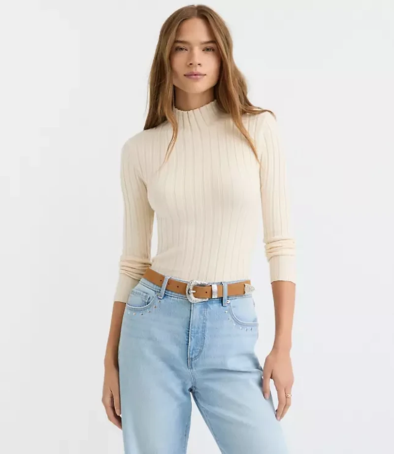 Ribbed Mock Neck Sweater