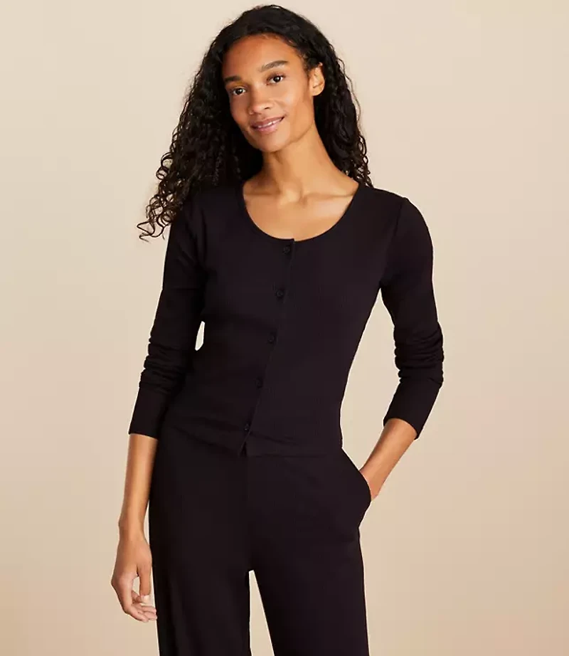 Lou & Grey Ribbed Abbreviated Cardigan