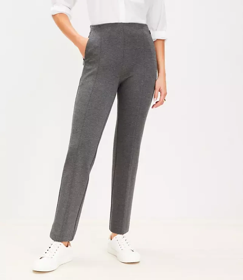 Heathered Ponte Straight Pants