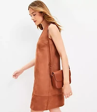 Petite Faux Suede Mini Shift Dress