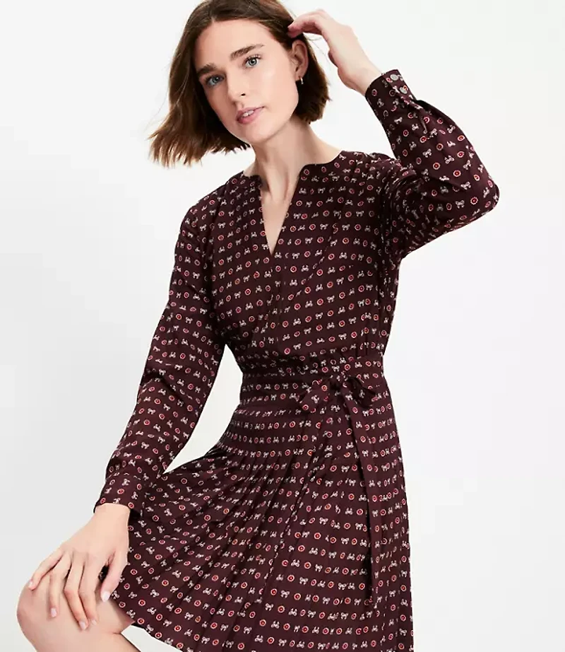 Petite Bow Pleated Mini Dress