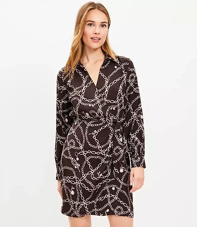 Petite Chain Print Mini Wrap Dress