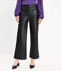 Petite Palmer Wide Leg Crop Pants Faux Leather