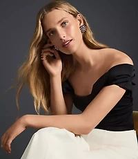 Stretch Crepe Structured Off The Shoulder Top
