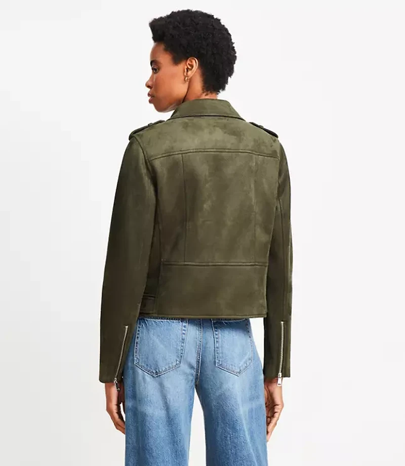 Faux Suede Moto Jacket
