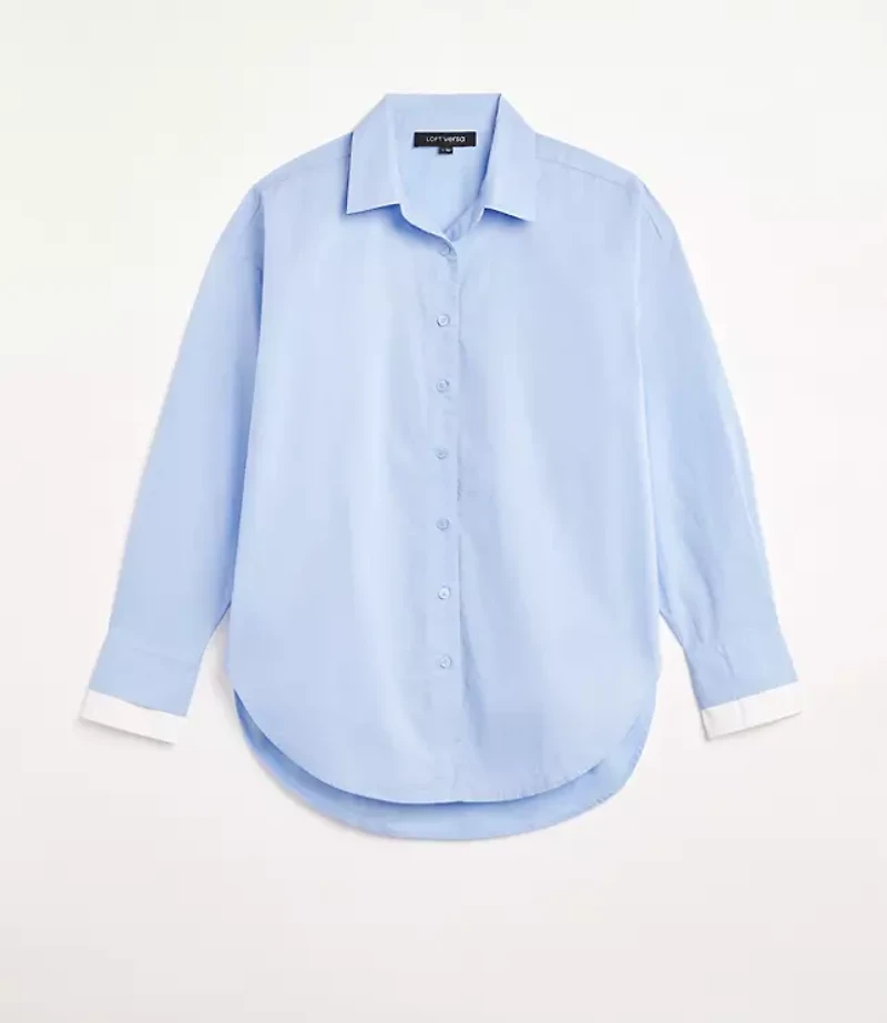 LOFT Versa Poplin Oversized Double Cuff Tunic Shirt