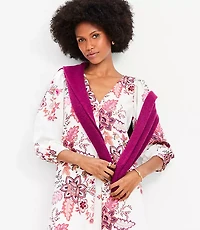 Petite Garden Pleated V-Neck Swing Dress