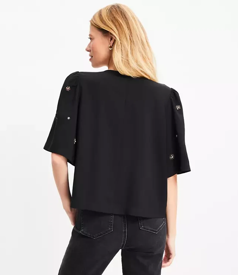 Embellished V-Neck Top