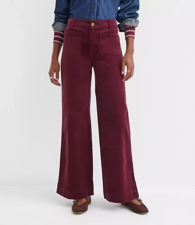 Petite Palmer Wide Leg Pants Brushed Corduroy