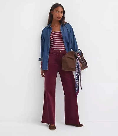Petite Palmer Wide Leg Pants Brushed Corduroy