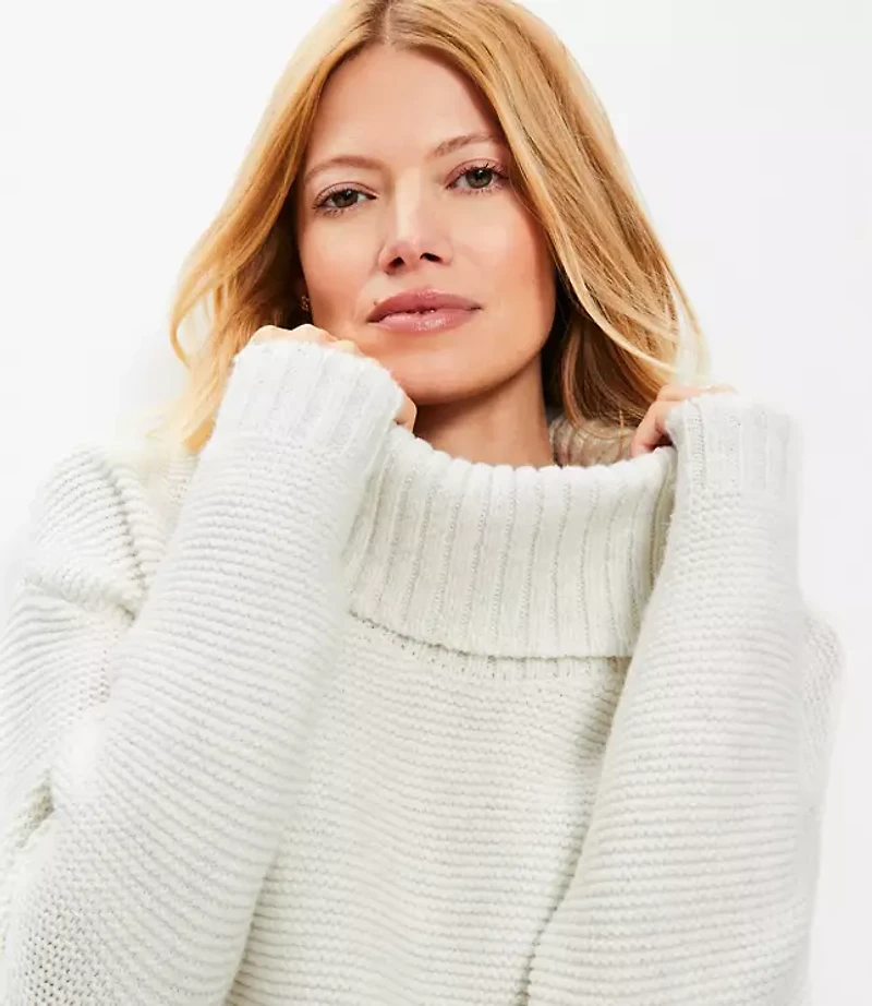 Linked Turtleneck Tunic Sweater