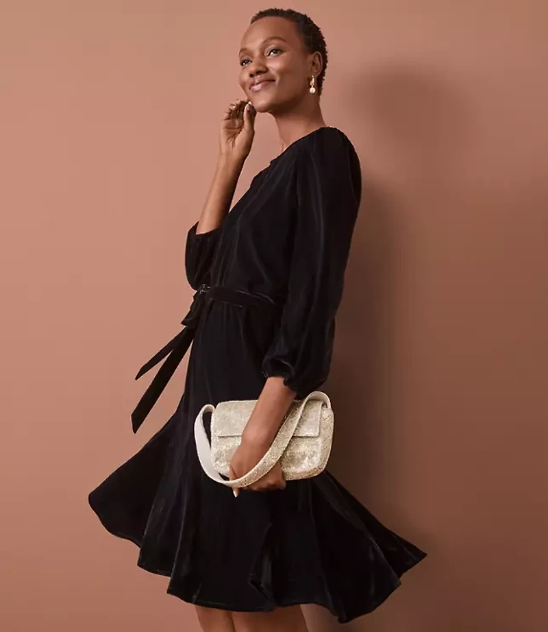 Velvet Godet Mini Dress