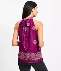 Shimmer Stripe Mosaic Bow Back Halter Top