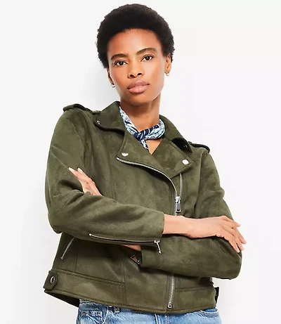Tall Faux Suede Moto Jacket