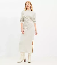 Terry Side Pleated Midi Dress