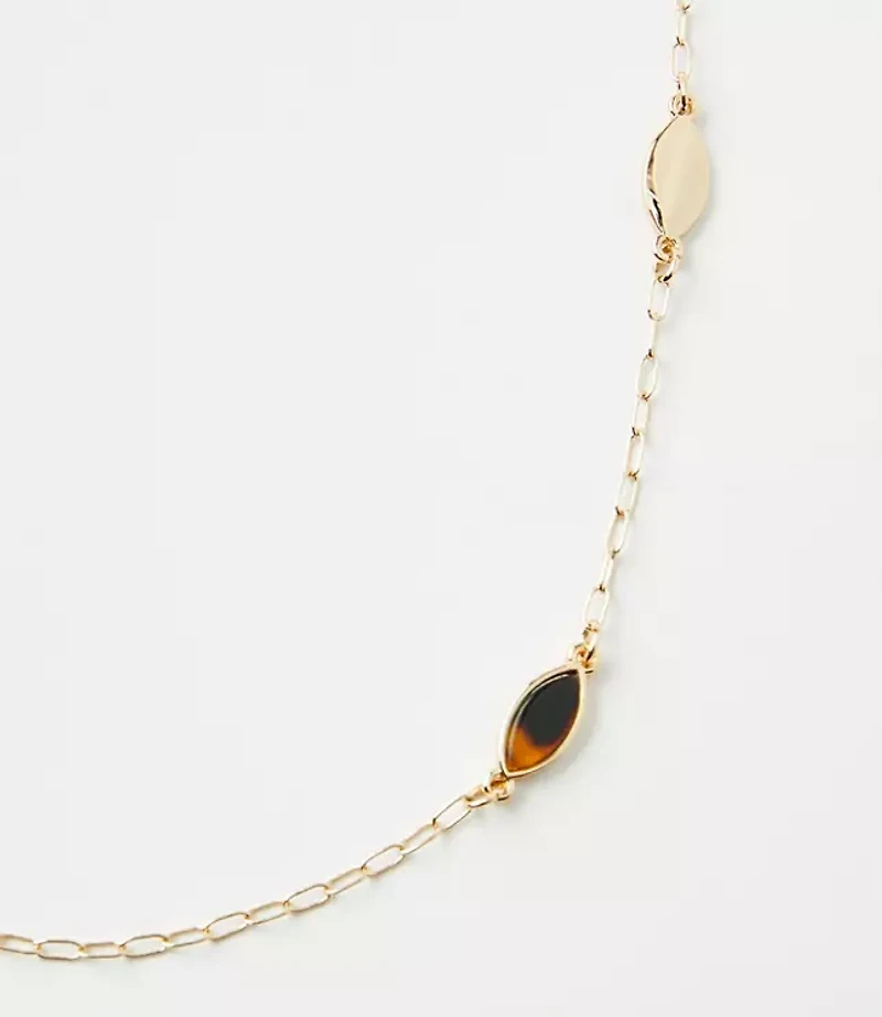 Tortoiseshell Print Station Necklace