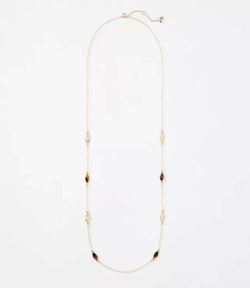 Tortoiseshell Print Station Necklace