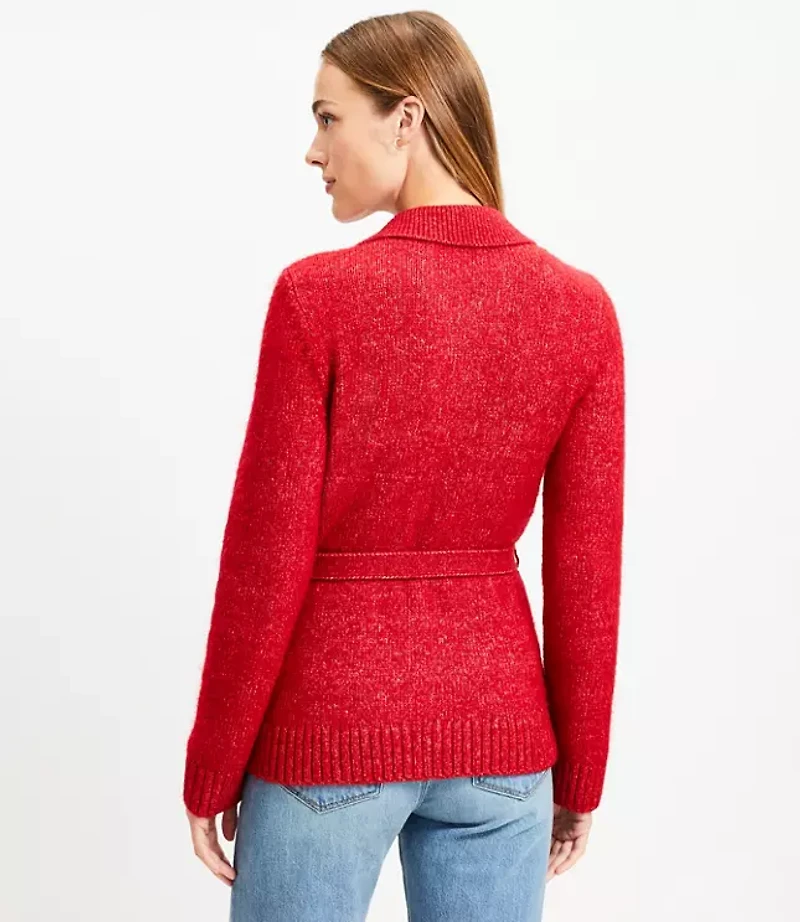 Collared Belted Cardigan