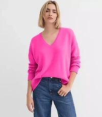 Petite Relaxed V-Neck Cashmere Sweater