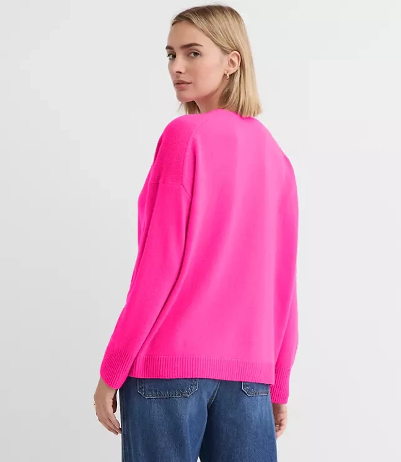 Petite Relaxed V-Neck Cashmere Sweater