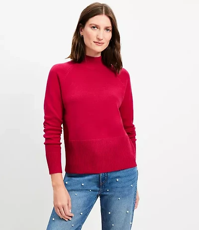 Ribtrim Mock Neck Sweater