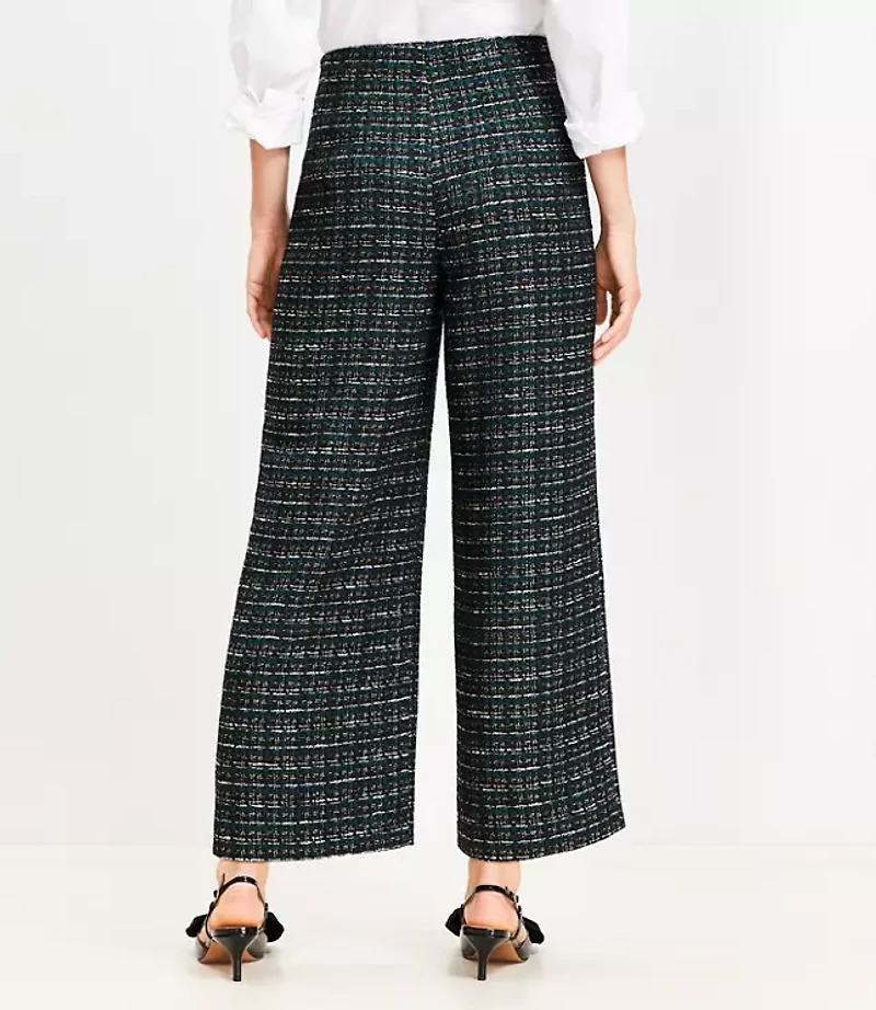 Darted Palazzo Pants in Textured Tweed
