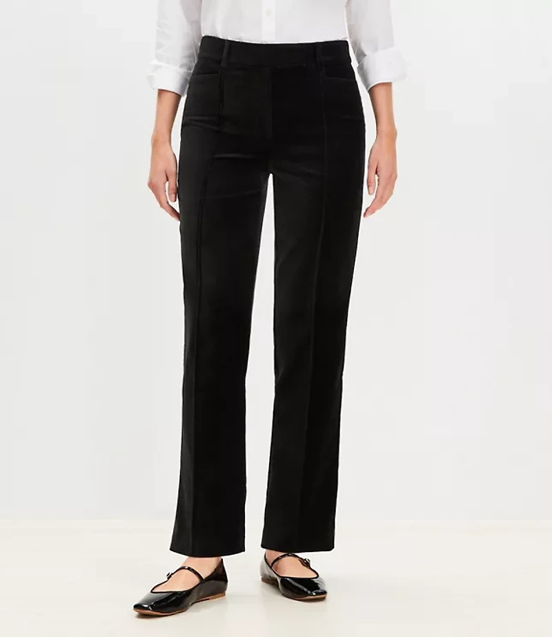 Curvy Pintucked Full Length Straight Pants Velvet