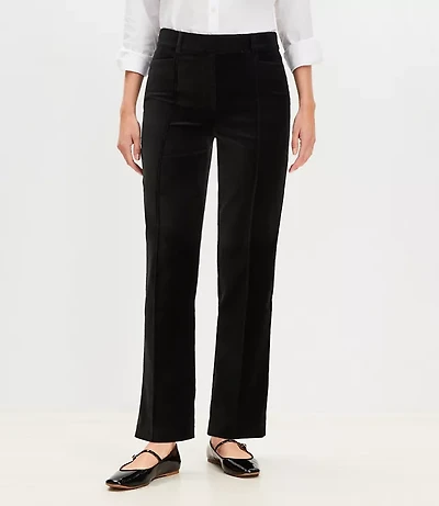 Curvy Pintucked Full Length Straight Pants Velvet