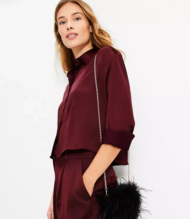 Petite Satin Modern Bib Shirt