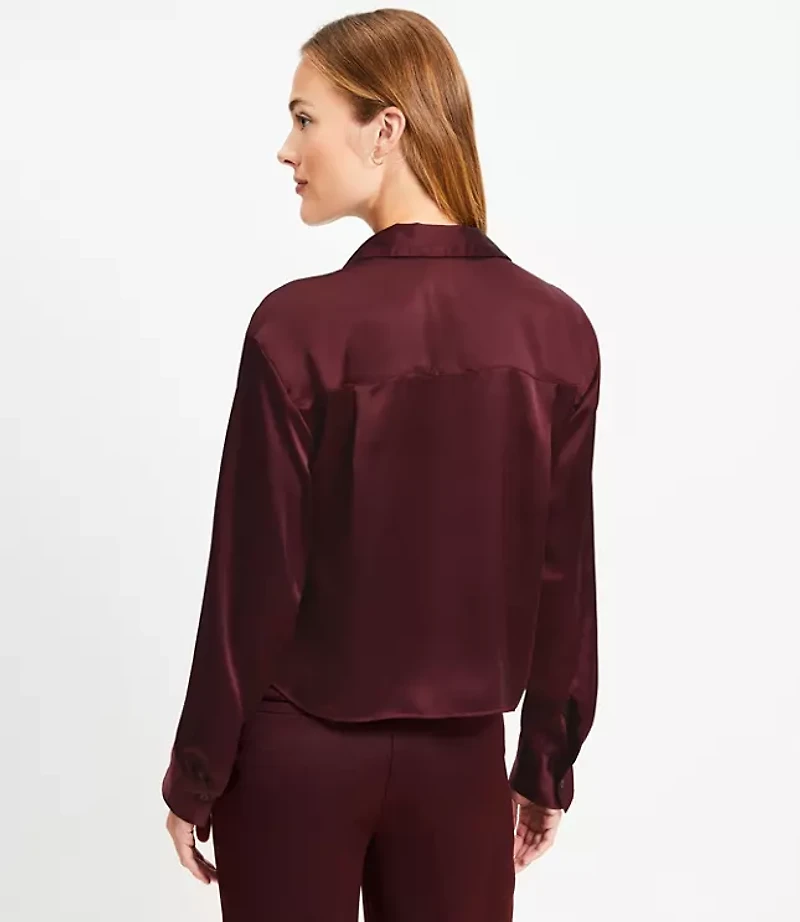 Petite Satin Modern Bib Shirt
