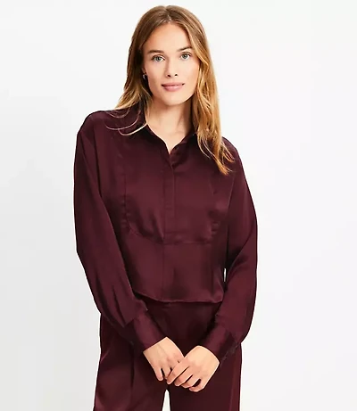 Petite Satin Modern Bib Shirt
