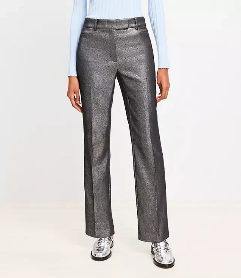 Straight Pants Metallic Texture