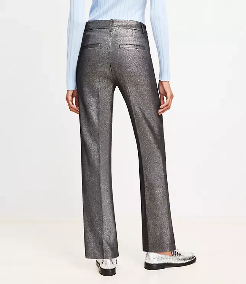Straight Pants Metallic Texture