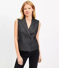 Petite Shimmer Herringbone Double Breasted Vest