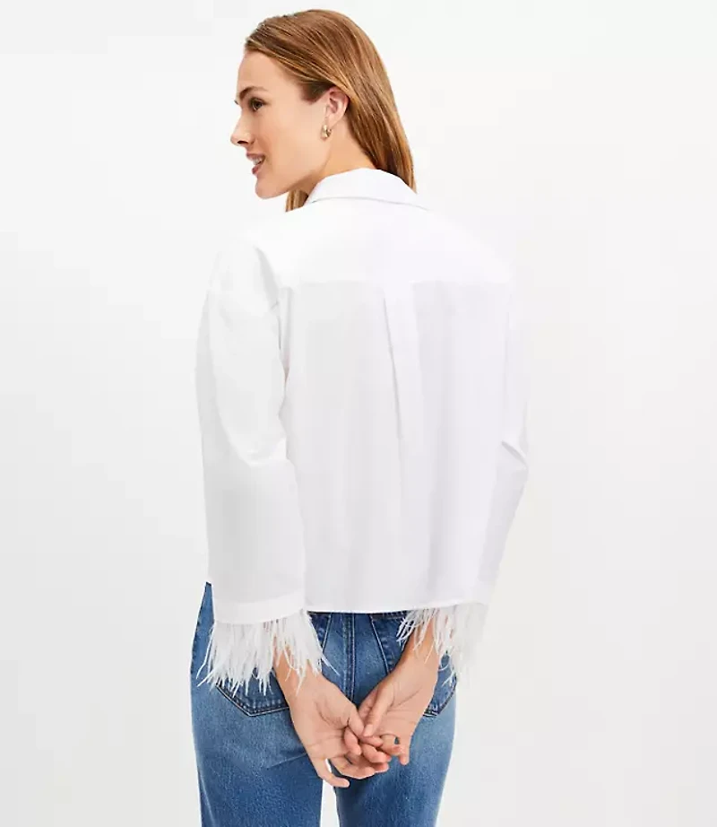 Petite Feathered Cuff Poplin Modern Shirt