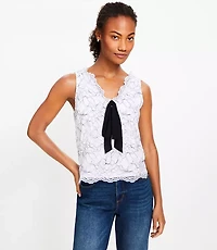 Floral Lace Bow Double V Cami